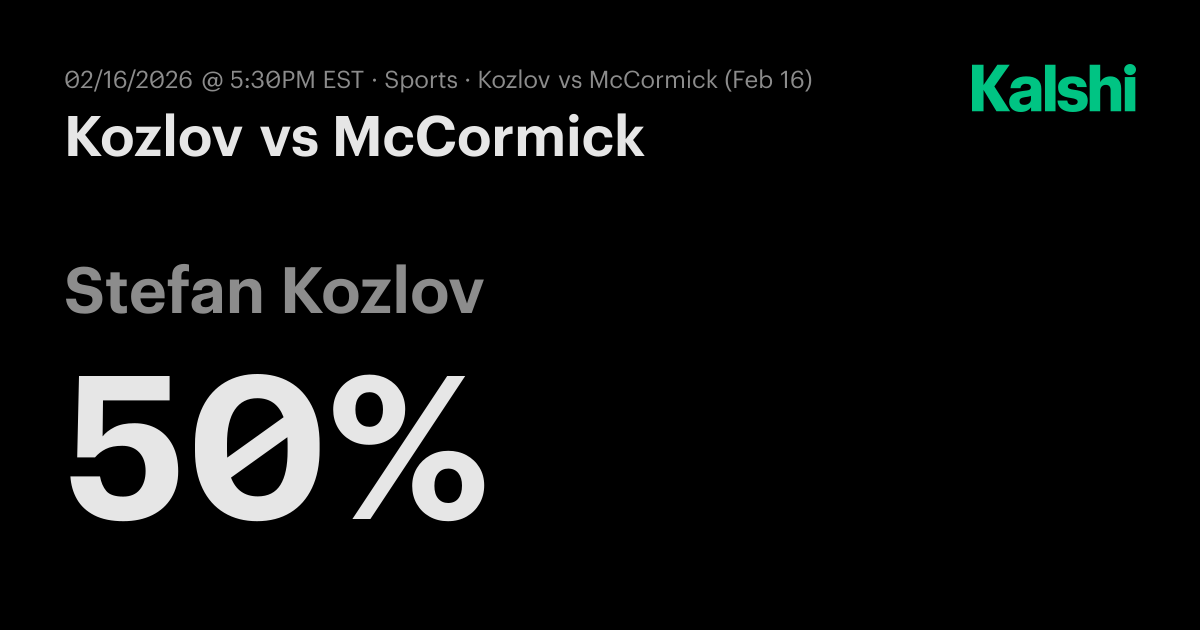 Kozlov vs McCormick ATP Challenger Metepec · Round Of 32 Odds & Predictions
