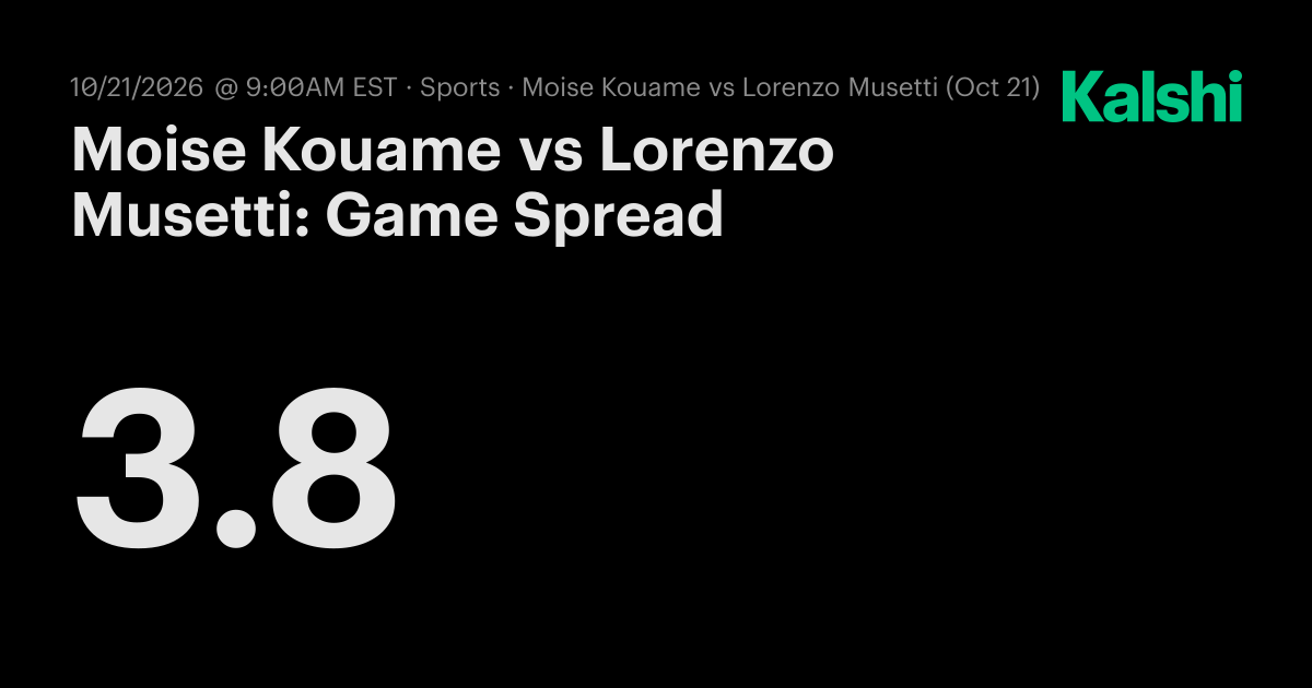 Moise Kouame vs Lorenzo Musetti: Game Spread ATP Odds & Predictions