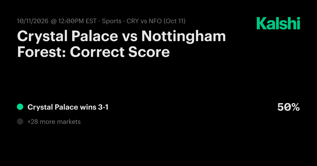 Crystal Palace vs Nottingham Forest: Correct Score EPL Odds & Predictions