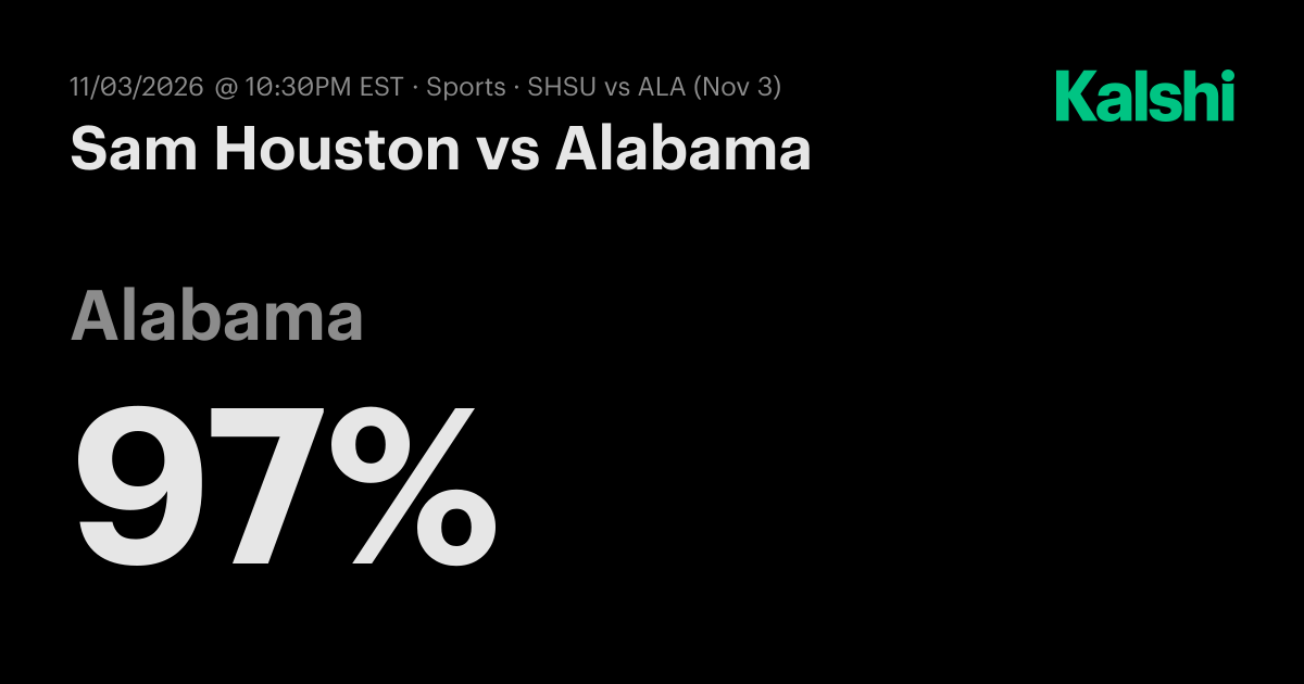 Sam Houston vs. Alabama Odds & Prediction, Nov 3 | Kalshi