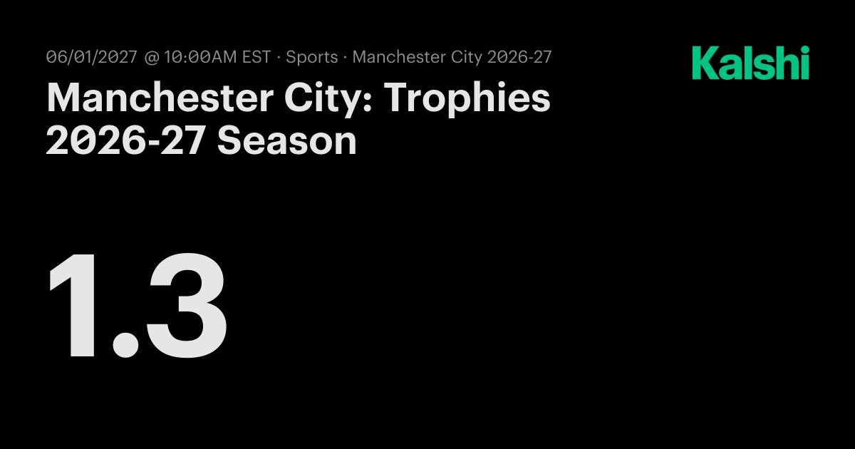 Manchester City: Trophies 2026-27 Season EPL Odds & Predictions
