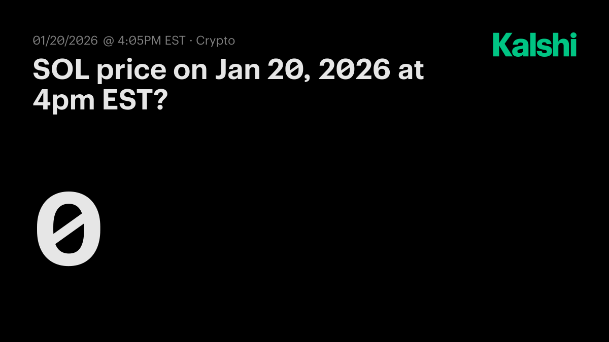 SOL price today at 4pm EST? Odds & Predictions 2026