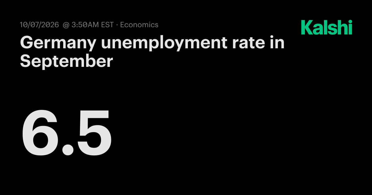 Germany unemployment rate in September Odds & Predictions 2026