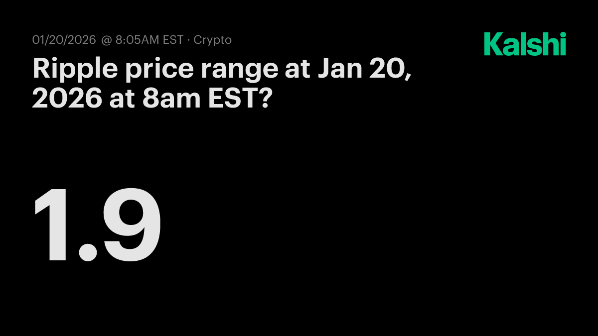 Ripple price range at Jan 20, 2026 at 8am EST? Odds & Predictions