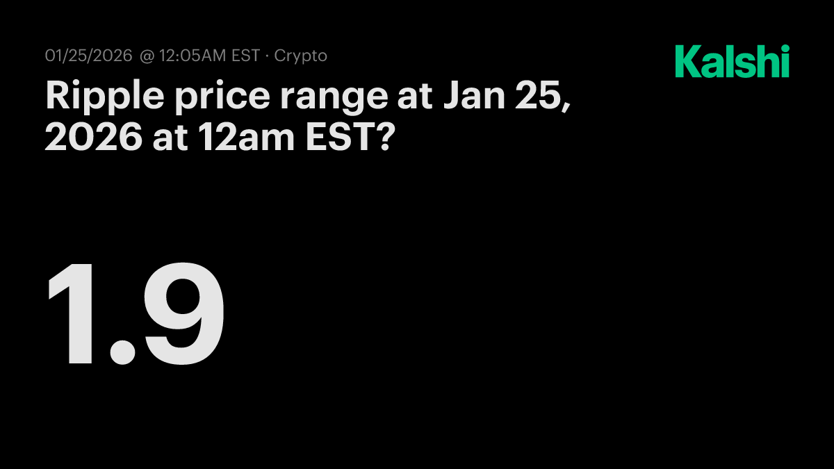 Ripple price range at Jan 25, 2026 at 12am EST? Odds & Predictions