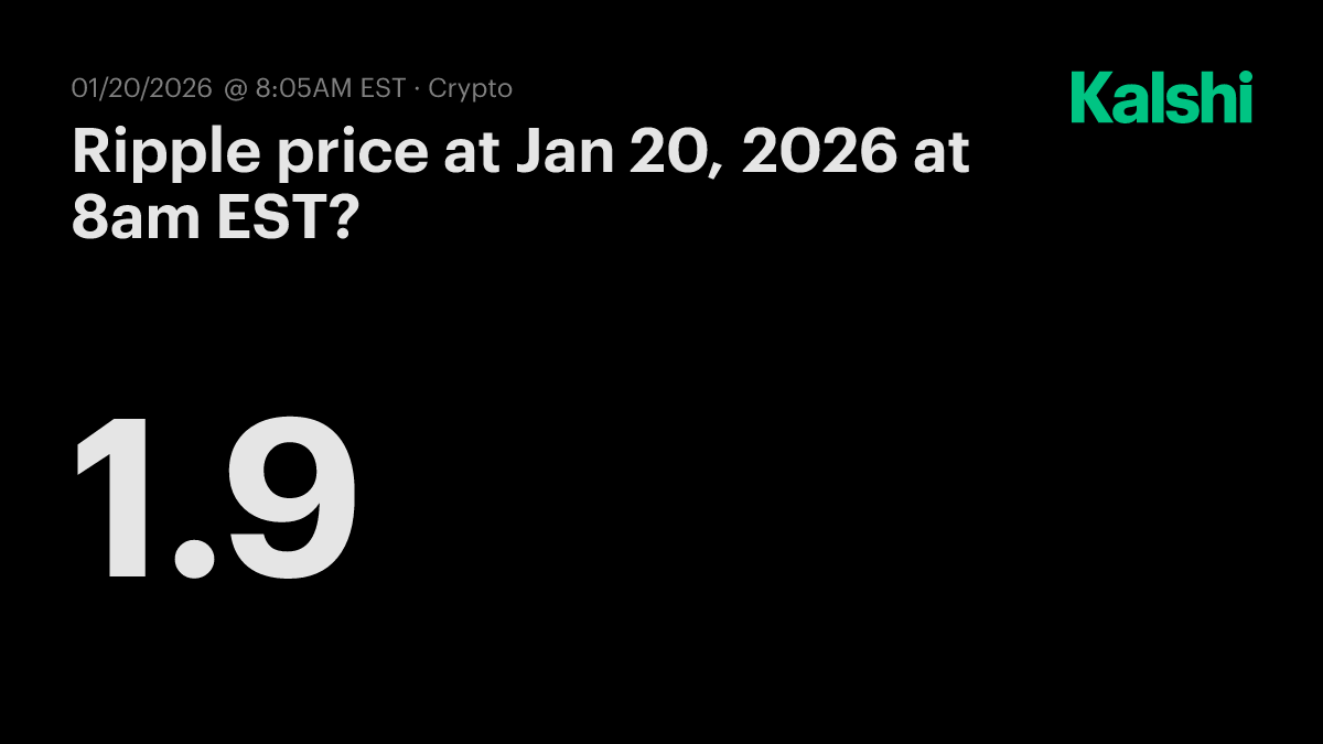 Ripple price at Jan 20, 2026 at 8am EST? Odds & Predictions