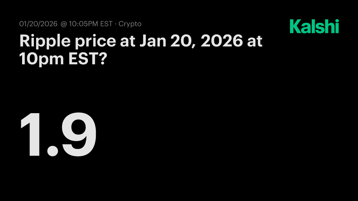 Ripple price at Jan 20, 2026 at 10pm EST? Odds & Predictions